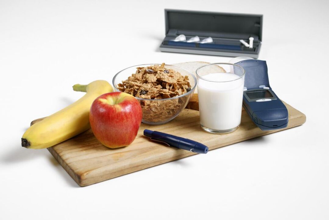 Alimentos de dieta saudable a base para a prevención da diabetes mellitus